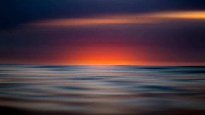 sunset water horizon sky sea calm ocean red wave 2k 4k 5k 8k