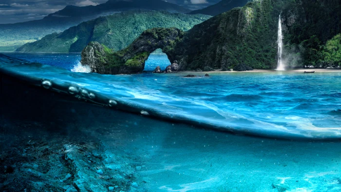 Tropical Underwater Ocean Beach Waterfall Arch Far Cry HD nature 2k