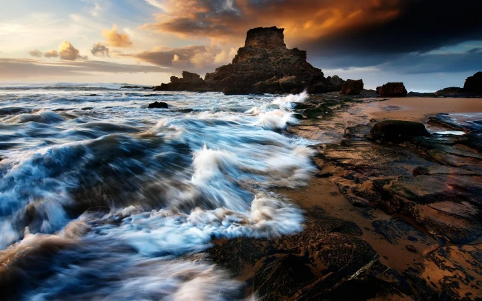 Landscapes Beach Rocks Free Desktop Background beaches 2k
