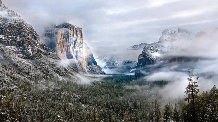snow mountain nature landscape mountains clouds USA winter 2k