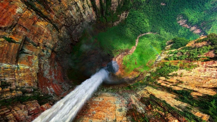Venezuela waterfall landscape nature Mount Roraima canyon 2k