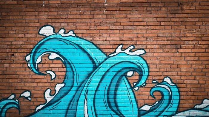 graffiti wall bricks waves paint brick art and craft 2k 4k