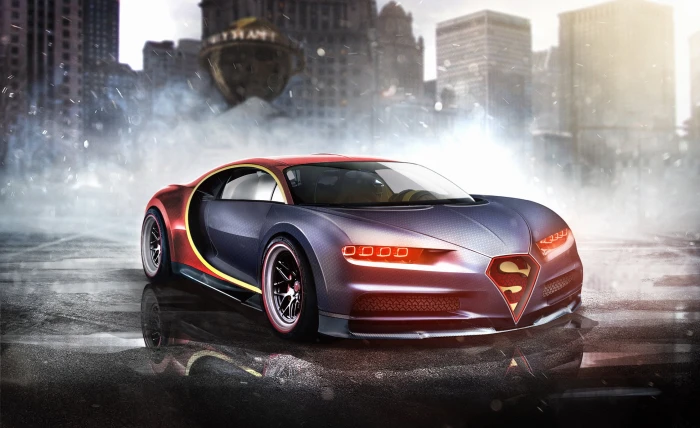 bugatti chiron superman cars artist superheroes motor vehicle 2k