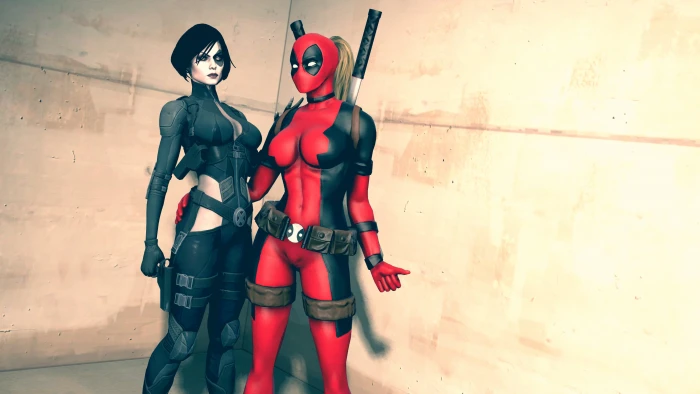 female Deadpool figure girls costumes Marvel Comics Domino 2k