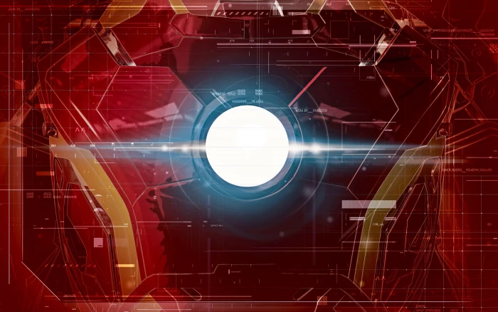 Iron Man interfaces Arc Reactor red background superhero 2k