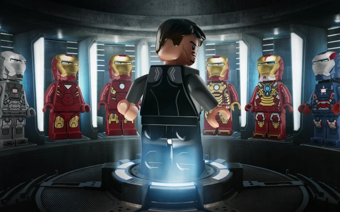 Lego Tony Stark Iron Man digital wallpaper toys heroes figures 2k