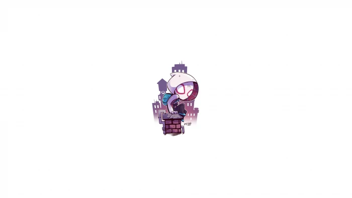 chibi minimalism Spider Gwen Man Marvel Comics Heroes 2k 4k