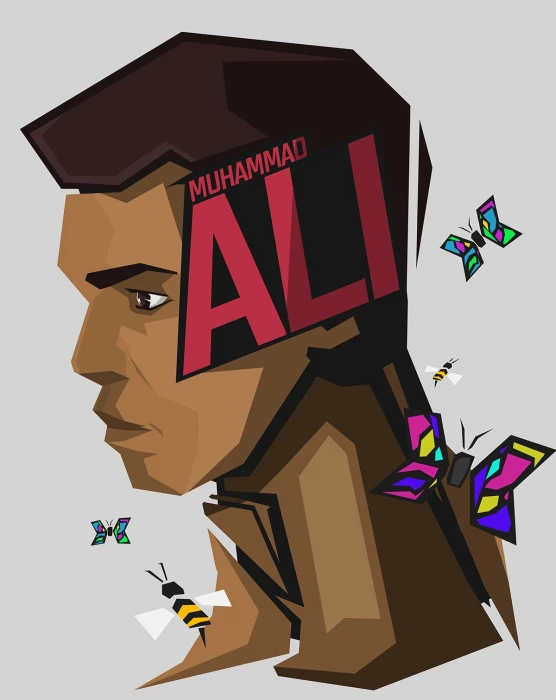 Muhammad Ali illustration superhero sign communication people