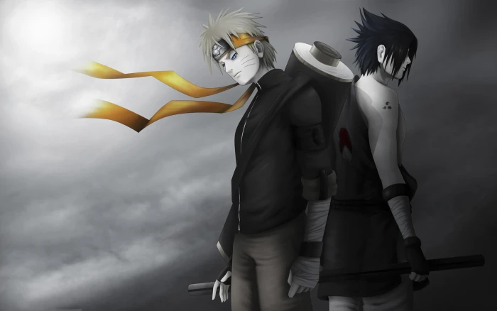 Uzumaki Naruto and Uchiha Sasuke illustration art Anime superhero 2k