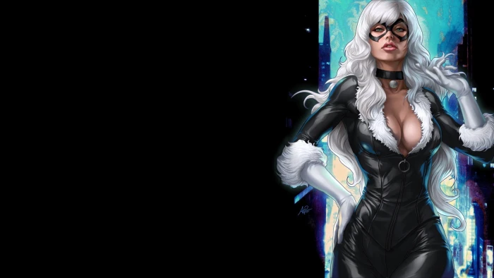 cartoons women superheroes marvel comics black background cat comic books Animals Cats HD Art 2k