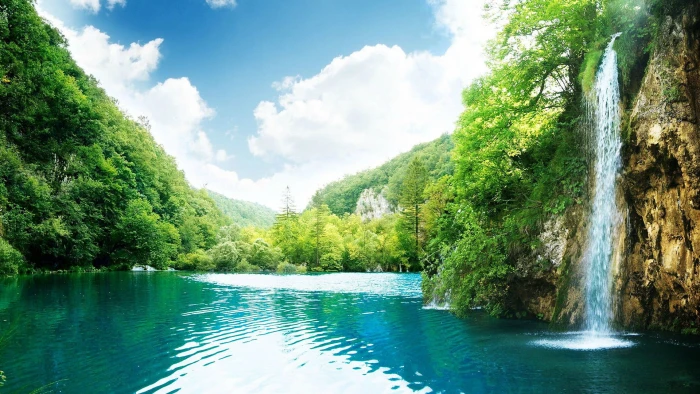 nature water turquoise landscape sky travel summer tree 2k