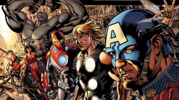 Superheroes in action avengers comic illustration comics 2k