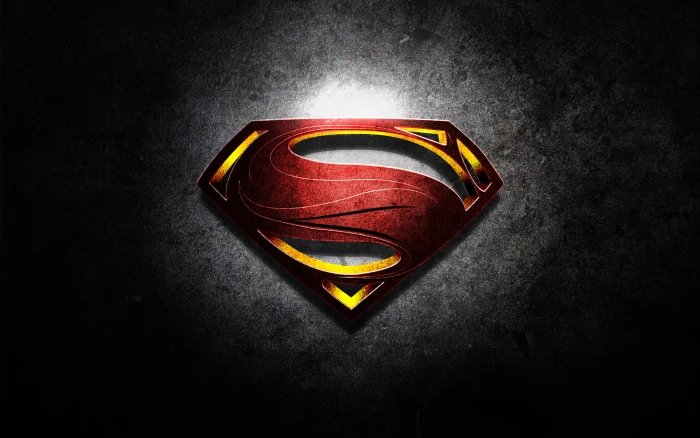 Superman logo steel superhero black background studio shot 2k