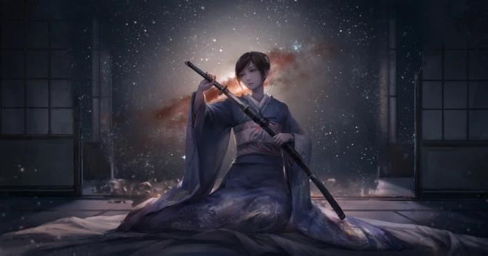 woman holding sword illustration anime girls original characters 2k 4k 5k