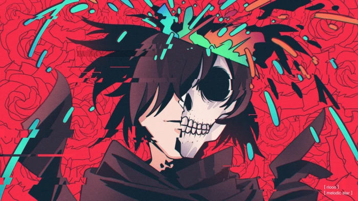 Anime Dororo Glitch Art Hyakkimaru Skull 2k