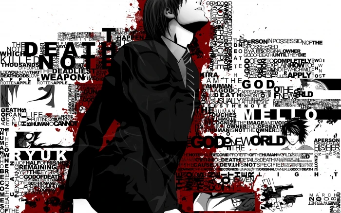 Death Note wallpaper anime Yagami Light typography text communication 2k
