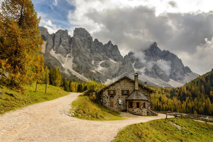 gray concrete house nature landscape mountains trees forest 2k