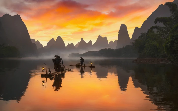 Li River In China View From Xialong Near On Xingping Yangshuo Sunrise Landscape Photography Desktop Hd Wallpapers For Mobile Phones And Computer 2k 4k