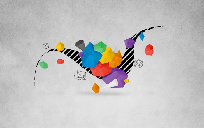 multicolored poster geometry abstract artwork digital art 2k