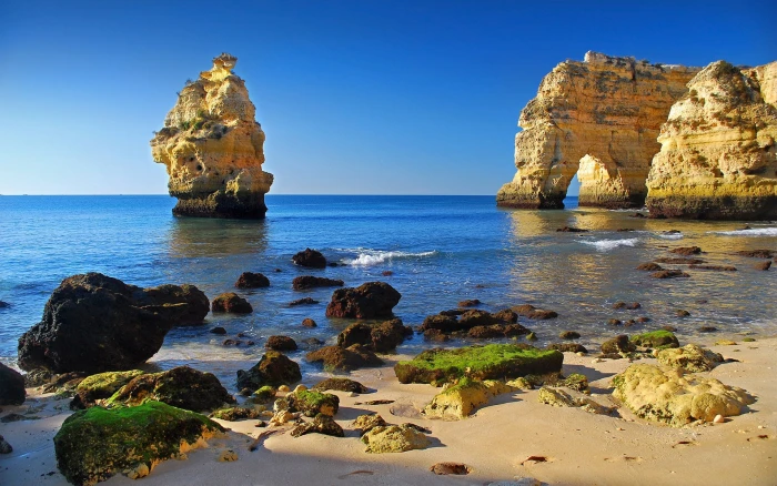 nature screen backgrounds rock sea object 2k