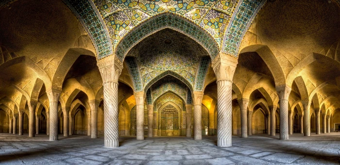 yellow and green building ceiling landscape mosque architecture 2k
