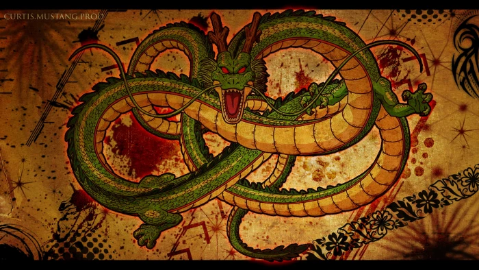 Dragonball Shenlong illustration green Dragon poster Ball Z 2k