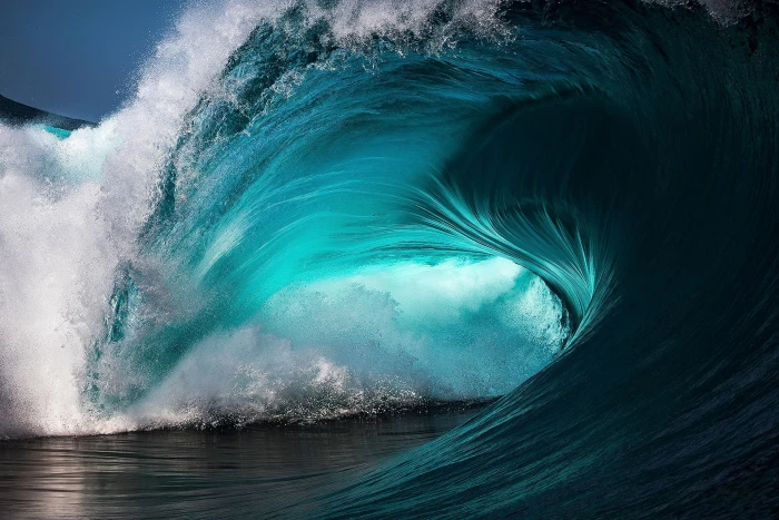 ocean wave sea waves blue water turquoise splashes cyan 2k