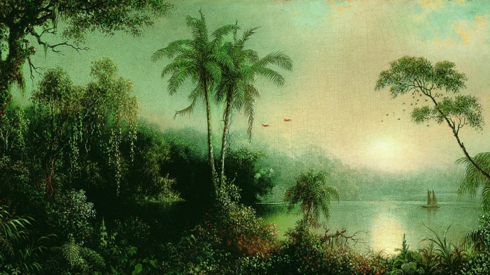 painting of nature landscape Nicaragua artwork palm trees 2k