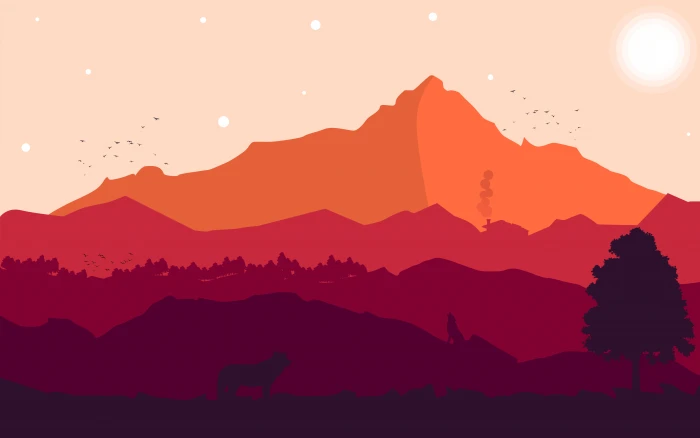 simple nature Firewatch wolf mountains Mount Everest vector 2k 4k 5k 8k 10k