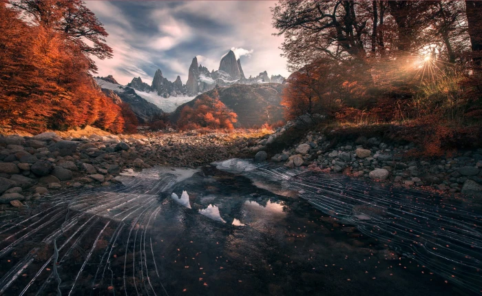 mountain peak body of water and photo nature landscape 2k