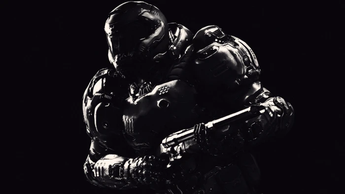 person holding rifle wallpaper Doom game video games doom 2k 4k
