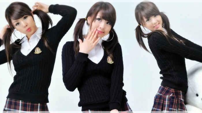 collage brunette school uniform model Asian schoolgirl 2k