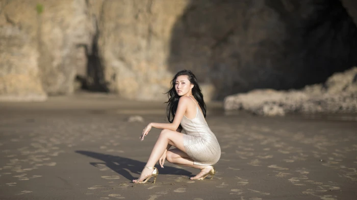 K pop Mamamoo singer Korean women long hair Asian outdoors 2k