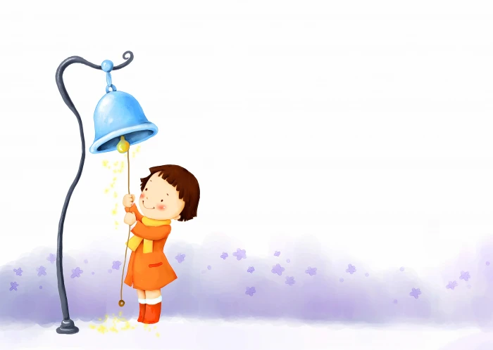Winter Girl Playing Ringing bell Cute Child Korean child 2k