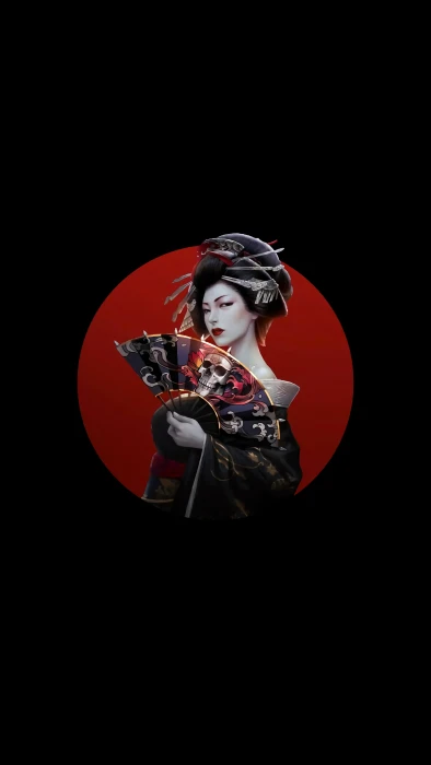 amoled Japan artwork women simple background Asian dark hair 46 2k