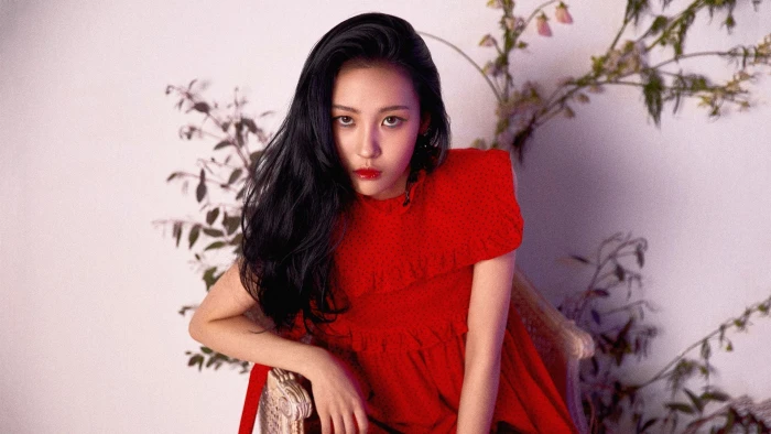 Sunmi K pop Korean red dress black hair Asian 2k
