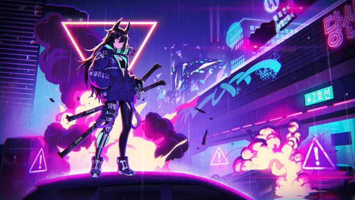 anime girls cyberpunk 2k 4k