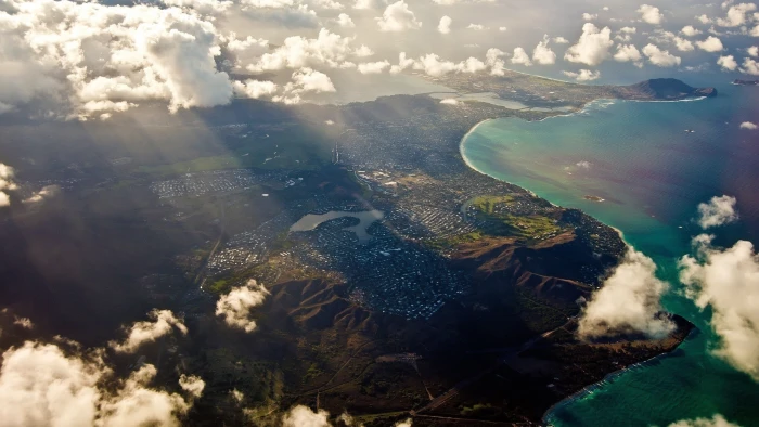cirrus clouds oahu Hawaii sea island landscape city beach 2k