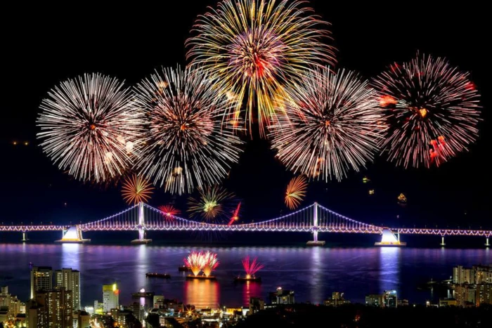 fireworks display eve south korea new year party korean welcome the 2k