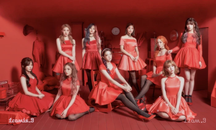 fromis 9 K pop group of women Korean Asian LOVE BOMB 2k