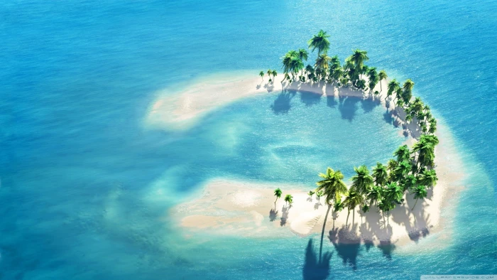 green coconut trees island water palm sea nature beach 2k