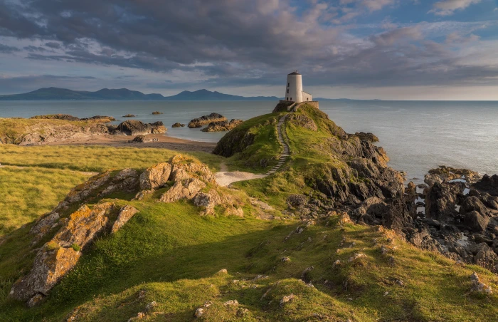 white lighthouse Golden Llanddwyn Island Anglesey Ynys 2k
