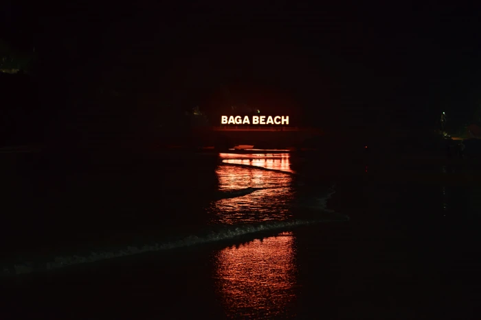 goa india baga beach neon sea neonlight night lights 2k 4k 5k