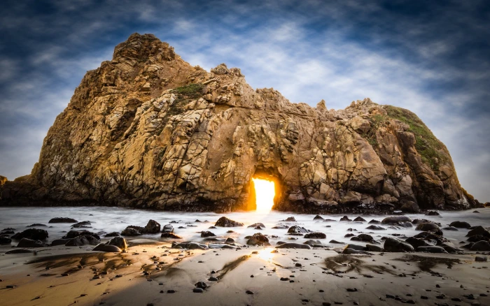rock beach Pfeiffer Big Sur State Park California USA Beach 2k