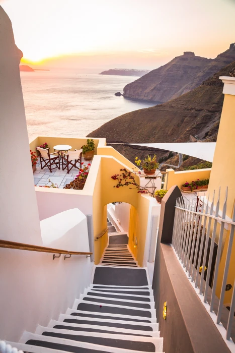stairs aerial photography of yellow concrete house near mountain 2k
