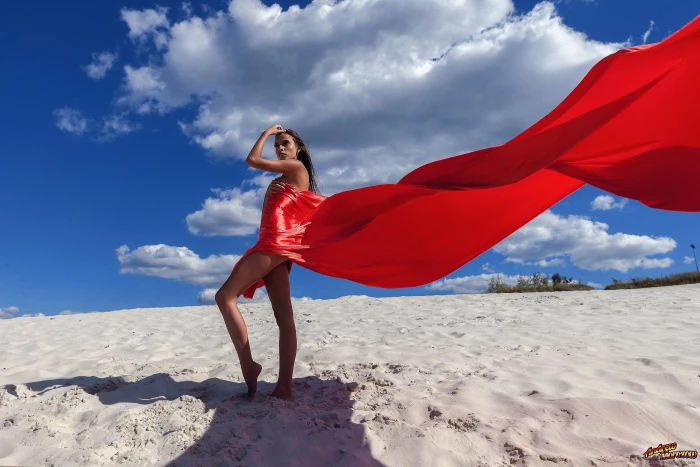 women model brunette beach sky land young adult one person 2k