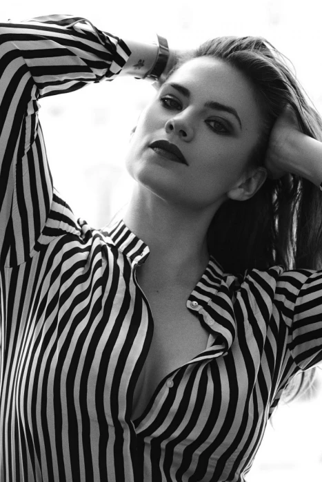 Black and white shot hayley atwell actress hollywood celebrity
