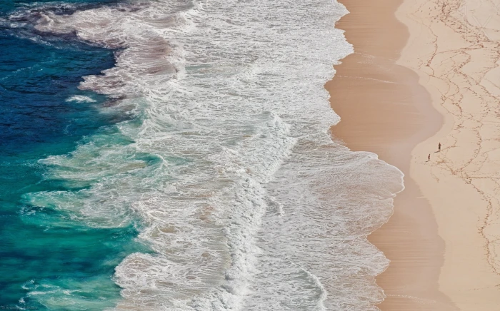 beach sand waves turquoise white coast South Africa nature 2k