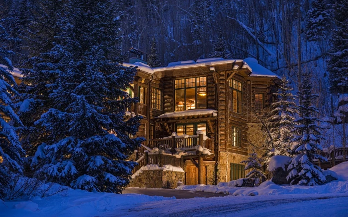 brown 3 storey house nature trees forest architecture Colorado 2k