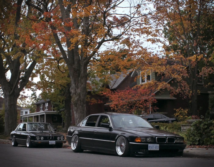 black BMW sedan tuning stance mode of transportation 2k